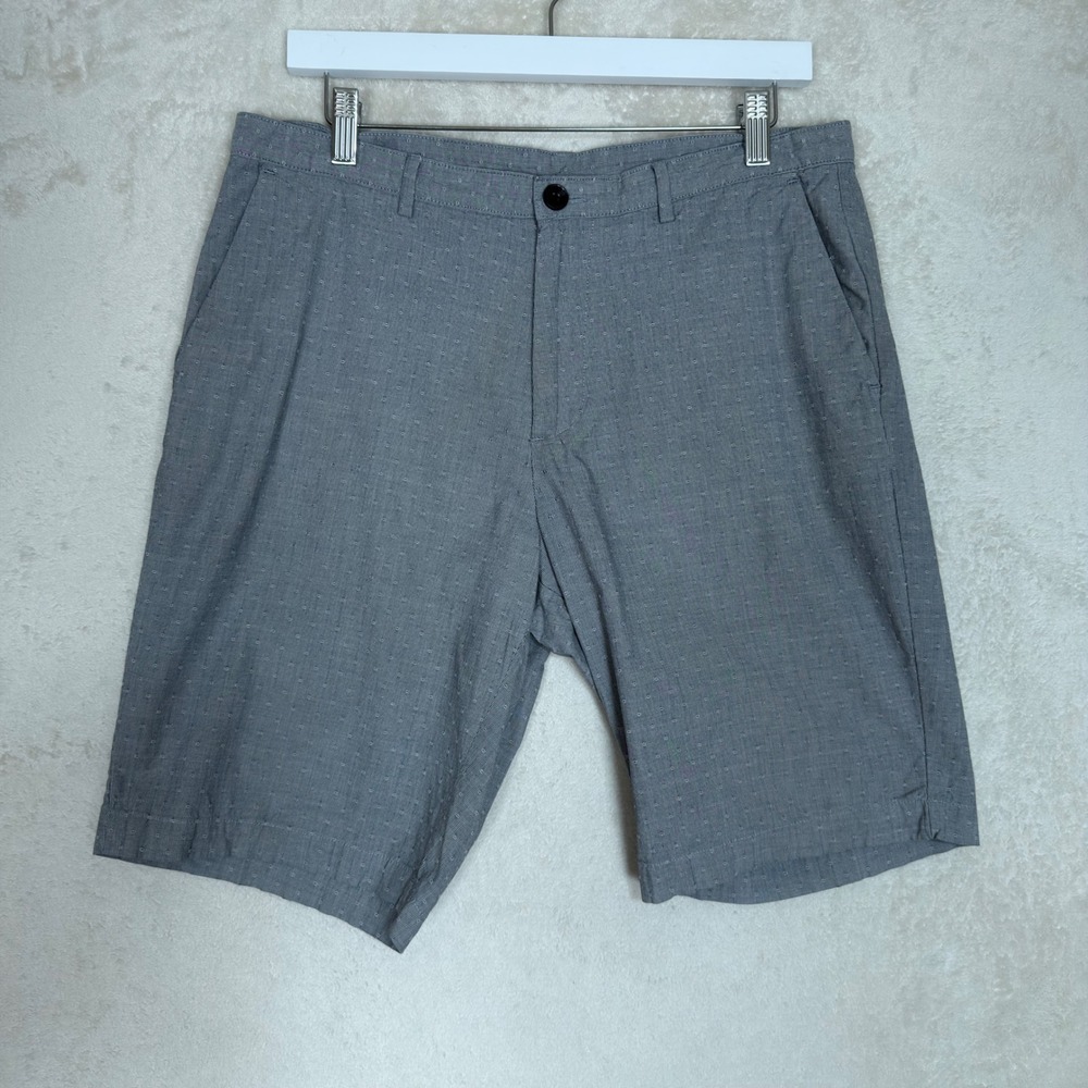 Calvin Klein Gray Micro Dot Chino Shorts Size 34 Cotton Blend Stretch Preppy